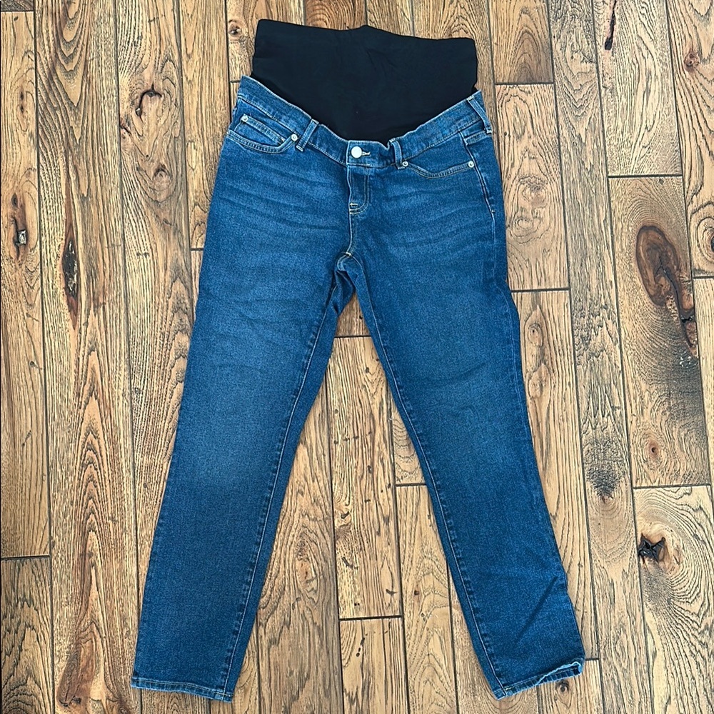 GAP Blue Straight Leg Jeans with Elastic Waistband - Maternity